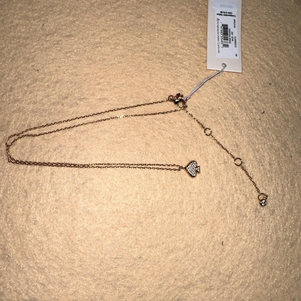 NWT Kate Spade Everyday Spade Necklace Rose Gold With Pave Pendant